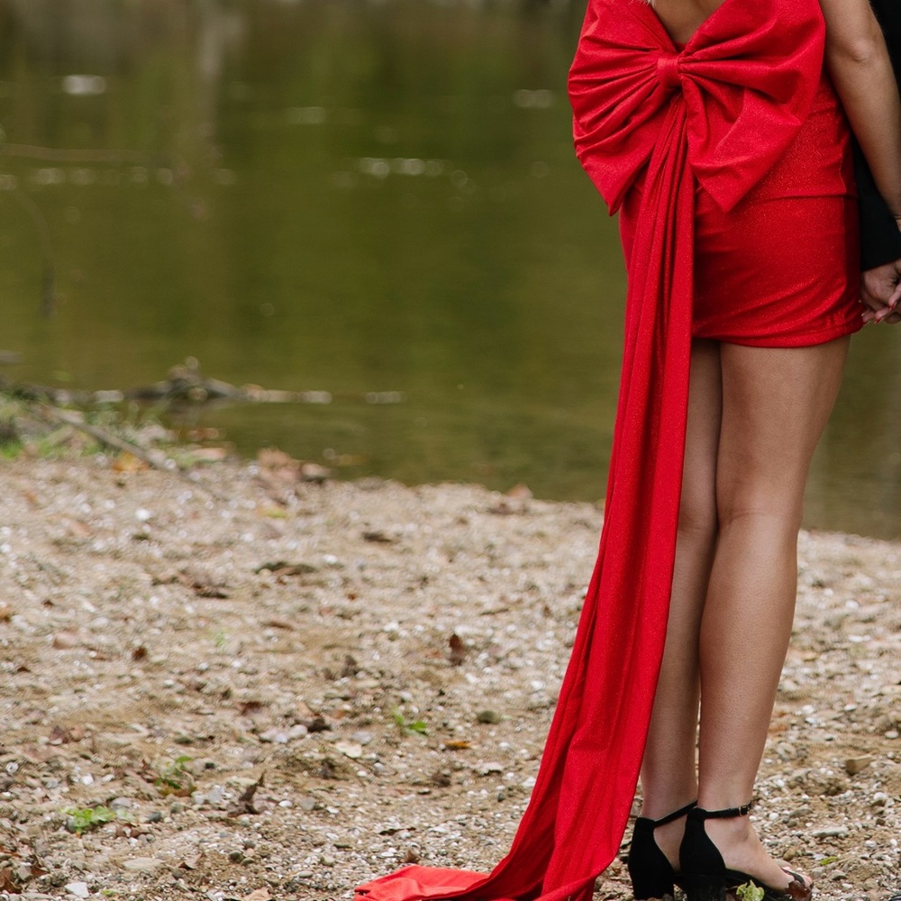 Jovani Vibrant Red Dress with Sparkle